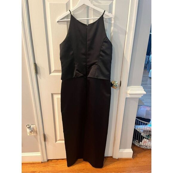 Michelangelo Black Satin Sleeveless Layered Formal Gown Dress sz 12 EUC - Picture 4 of 5